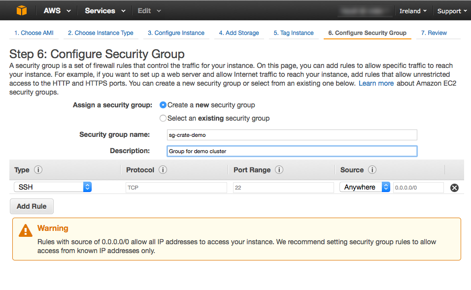 Assign security group on instance launch