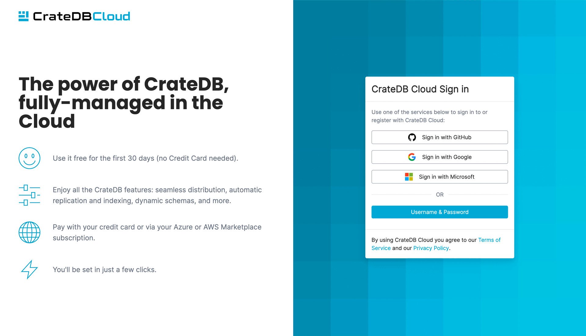 CrateDB Cloud Sign-In